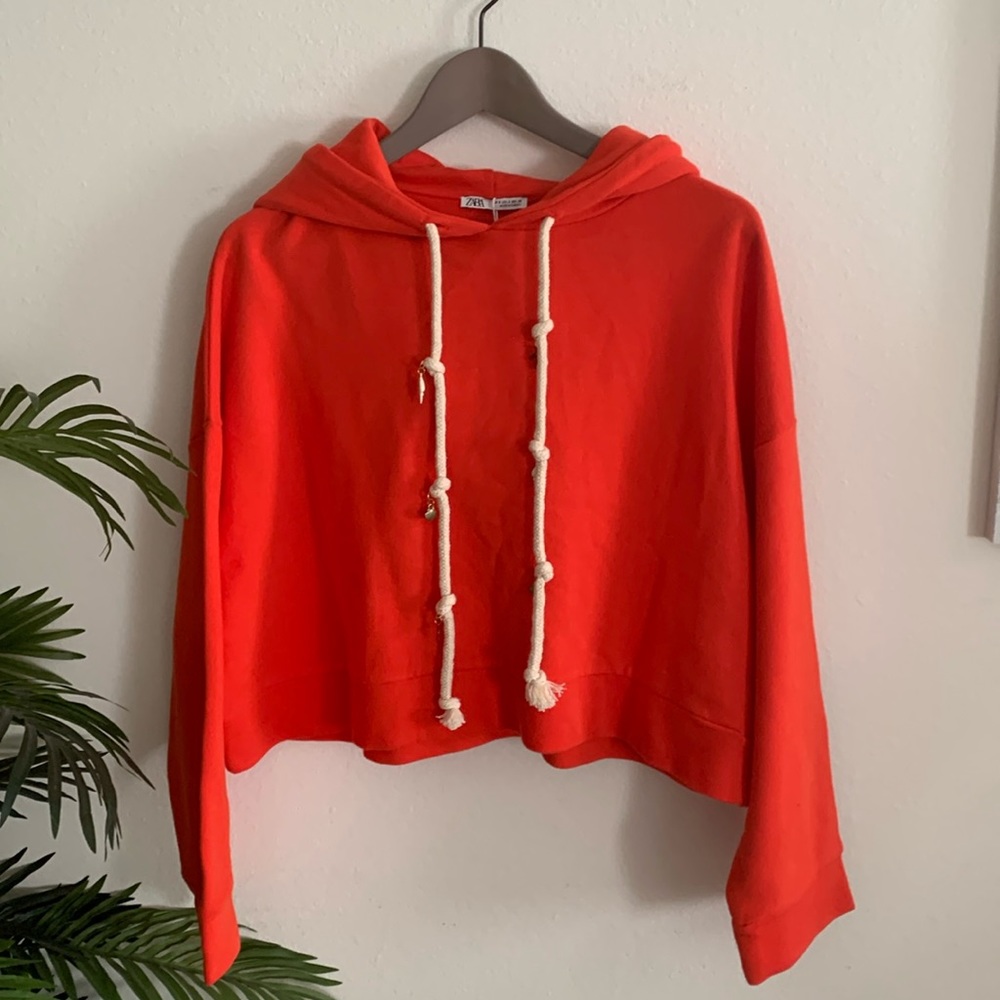 Zara red/orange cropped sweater